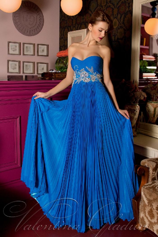 вечернее платье в пол синего цвета Mariniere